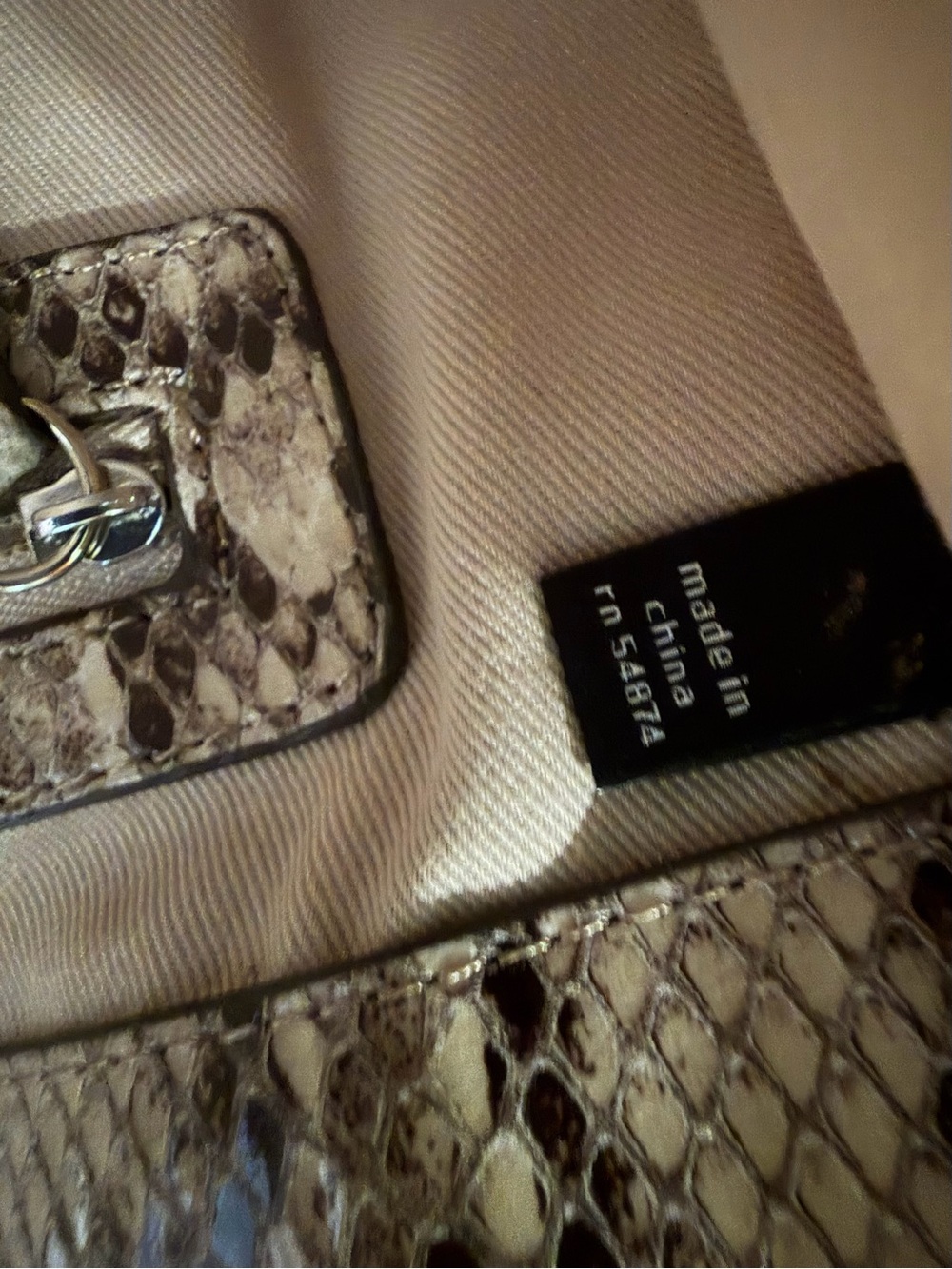 The Limited Beige Snake-Print Clutch - Picture 10 of 15